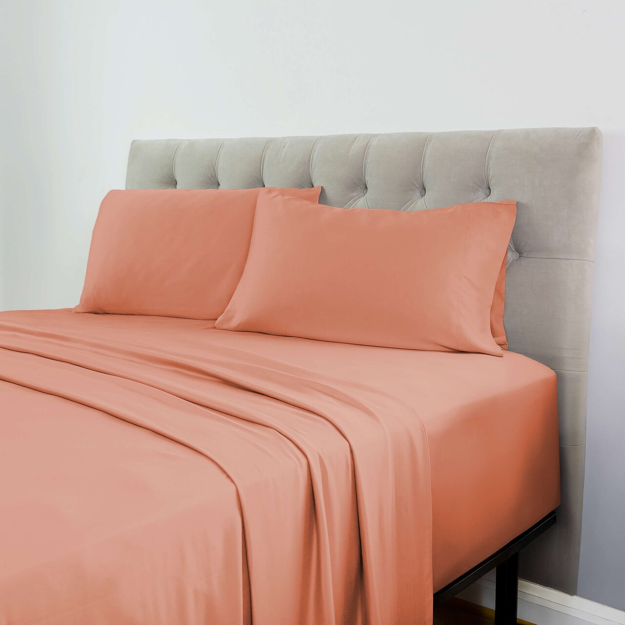 Cotton Rich 144 Thread Count Bed Sheet Set – Burnt Coral, Twin/Full/Queen/King (3 & 4 Piece Options)
